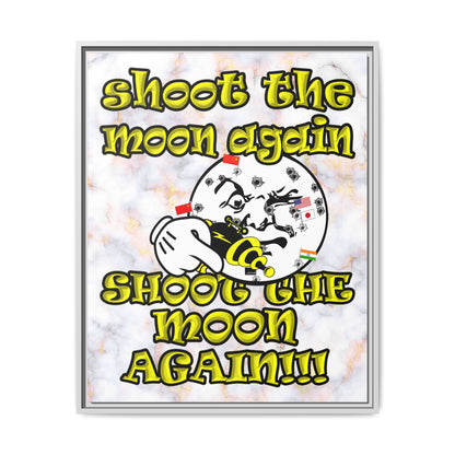 shoot the moon again - framed canvas art (white marble)