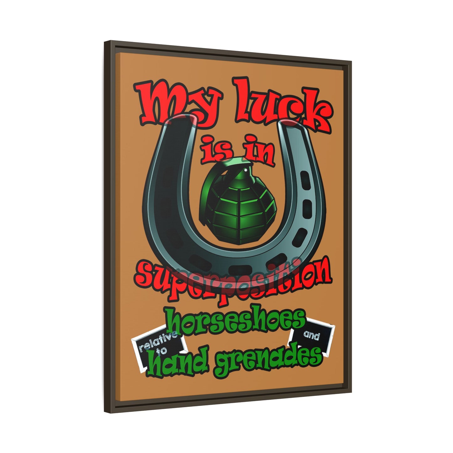 my luck - framed canvas art (light brown)