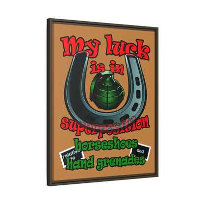 my luck - framed canvas art (light brown)