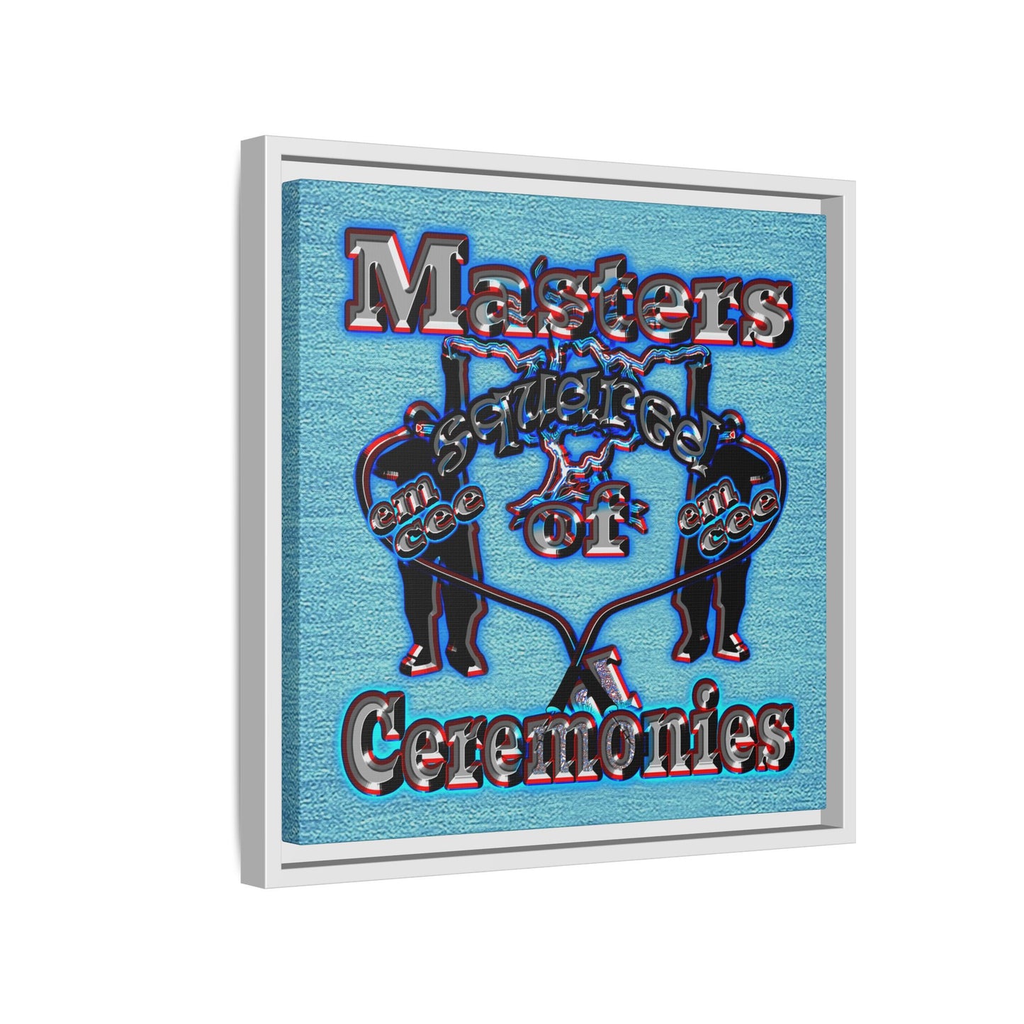 em cee squared - framed canvas art (faded blue)