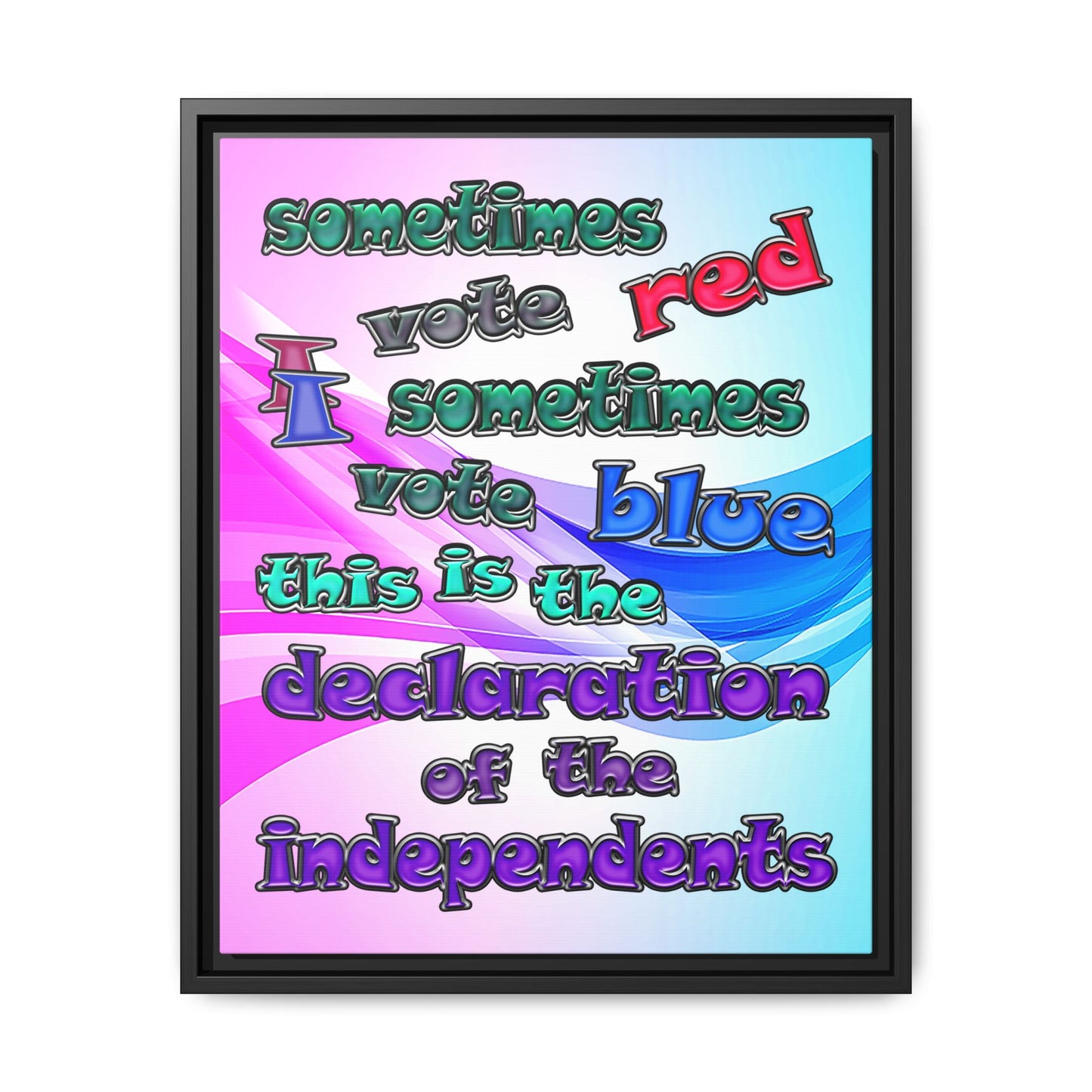 declaration of the independents - framed canvas art (light blue-pink wave)