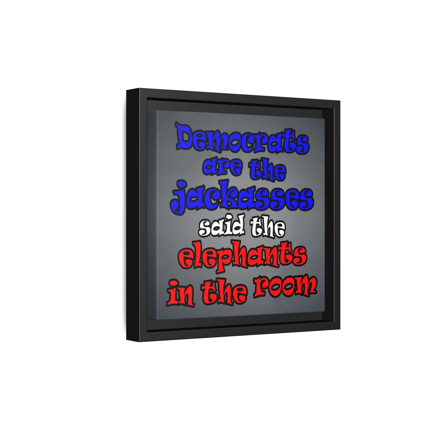 donkeys and elephants - framed canvas art (grey-light grey)