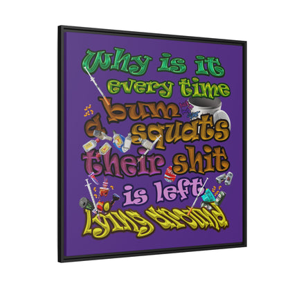 the bum's shit - framed canvas art (purple)