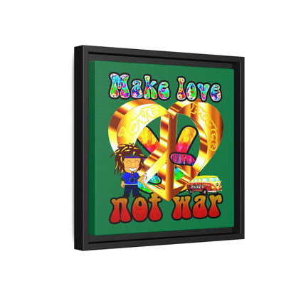 love peace - framed canvas art (dark green)