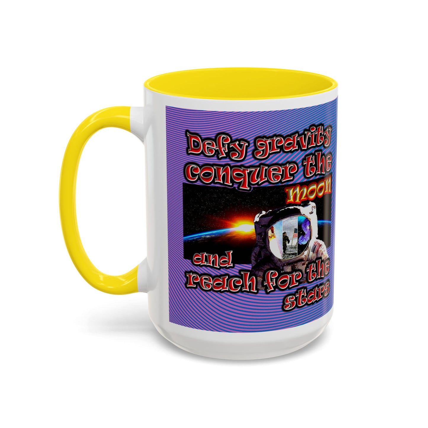defy conquer reach - Accent Mug (light blue-purple wave)