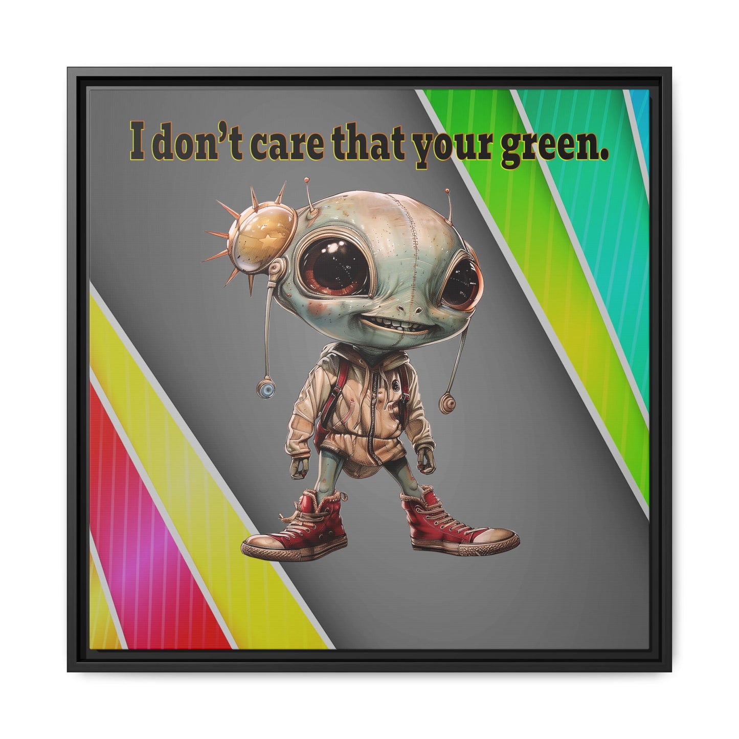 I don't care that your green - framed canvas art (rainbow split)