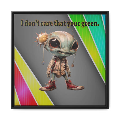 I don't care that your green - framed canvas art (rainbow split)