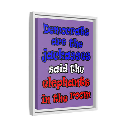 donkeys and elephants - framed canvas art (light purple)