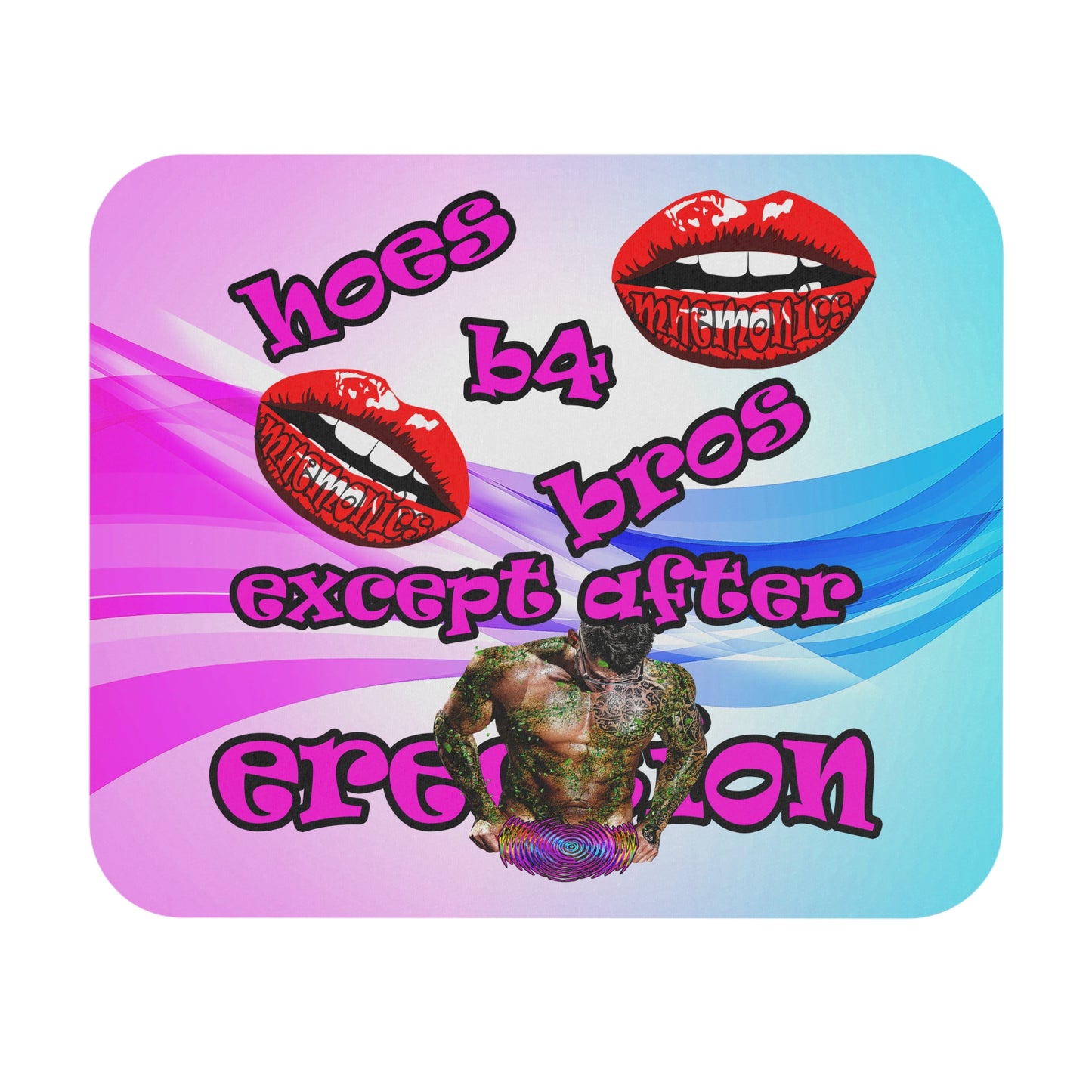 hoes b4 bros - Mouse Pad (Rectangle) (light blue-pink wave)