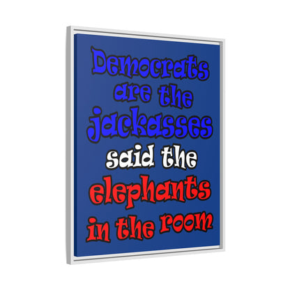 donkeys and elephants - framed canvas art (dark blue)