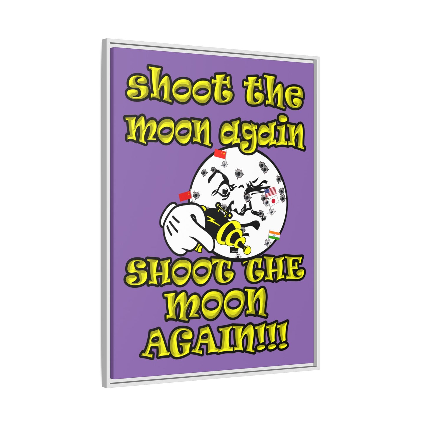 shoot the moon again - framed canvas art (light purple)