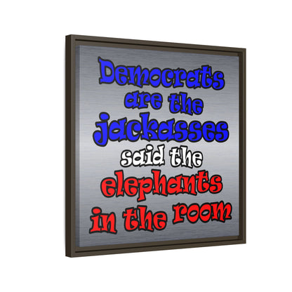 donkeys and elephants - framed canvas art (brushed nickel)