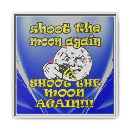 shoot the moon again - framed canvas art (blue-white wave)