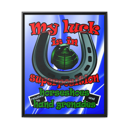 my luck - framed canvas art (blue-white wave)