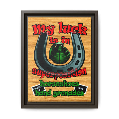 my luck - framed canvas art (butterscotch wood finish)