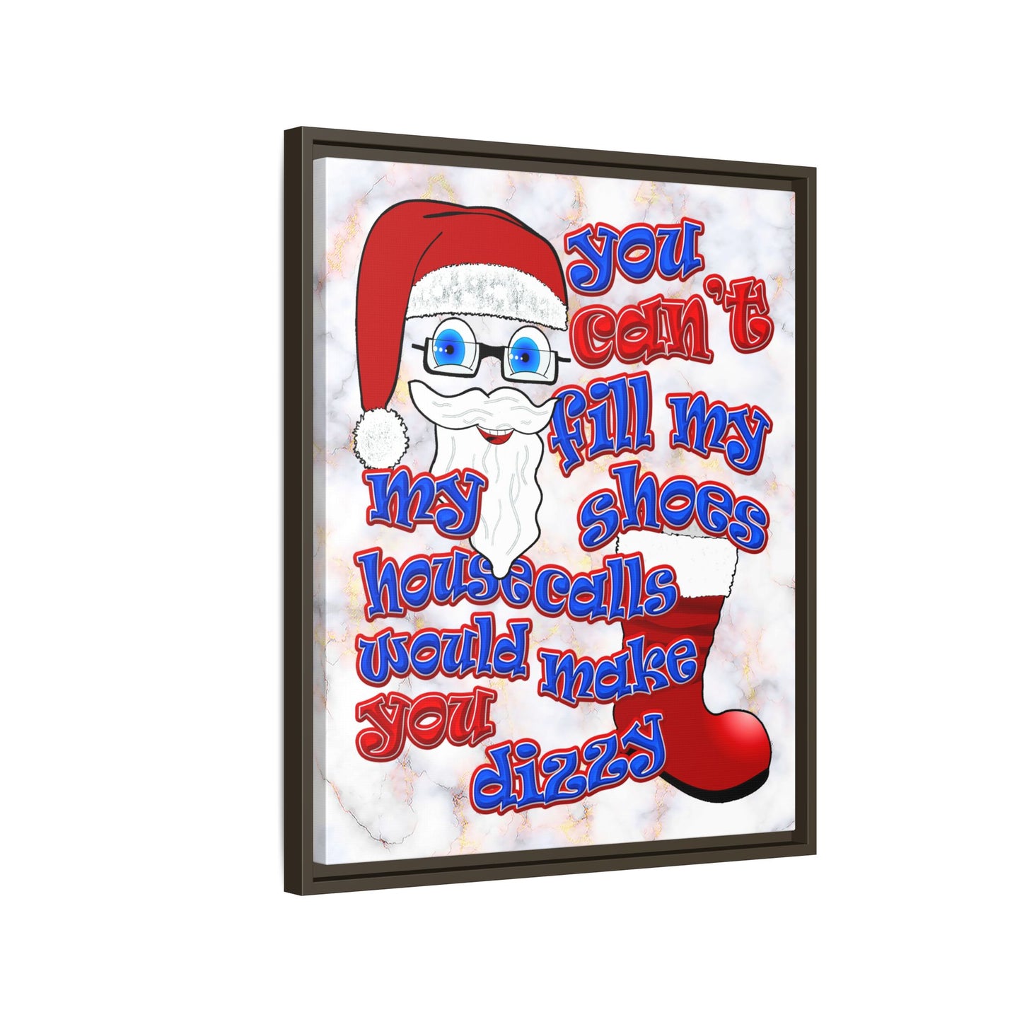 santa's shoes - framed canvas art (white marble)