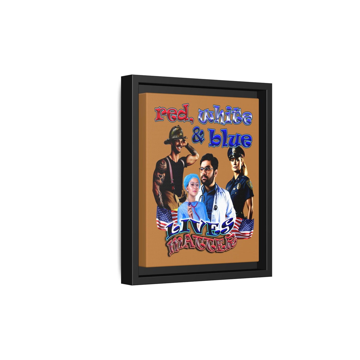 rw&b lives matter - framed canvas art (light brown)