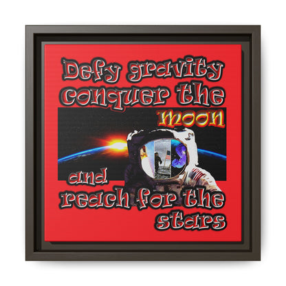 defy conquer reach - framed canvas art (red)
