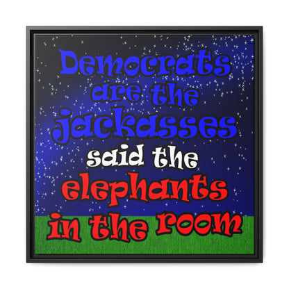 donkeys and elephants - framed canvas art ('snoops' background)