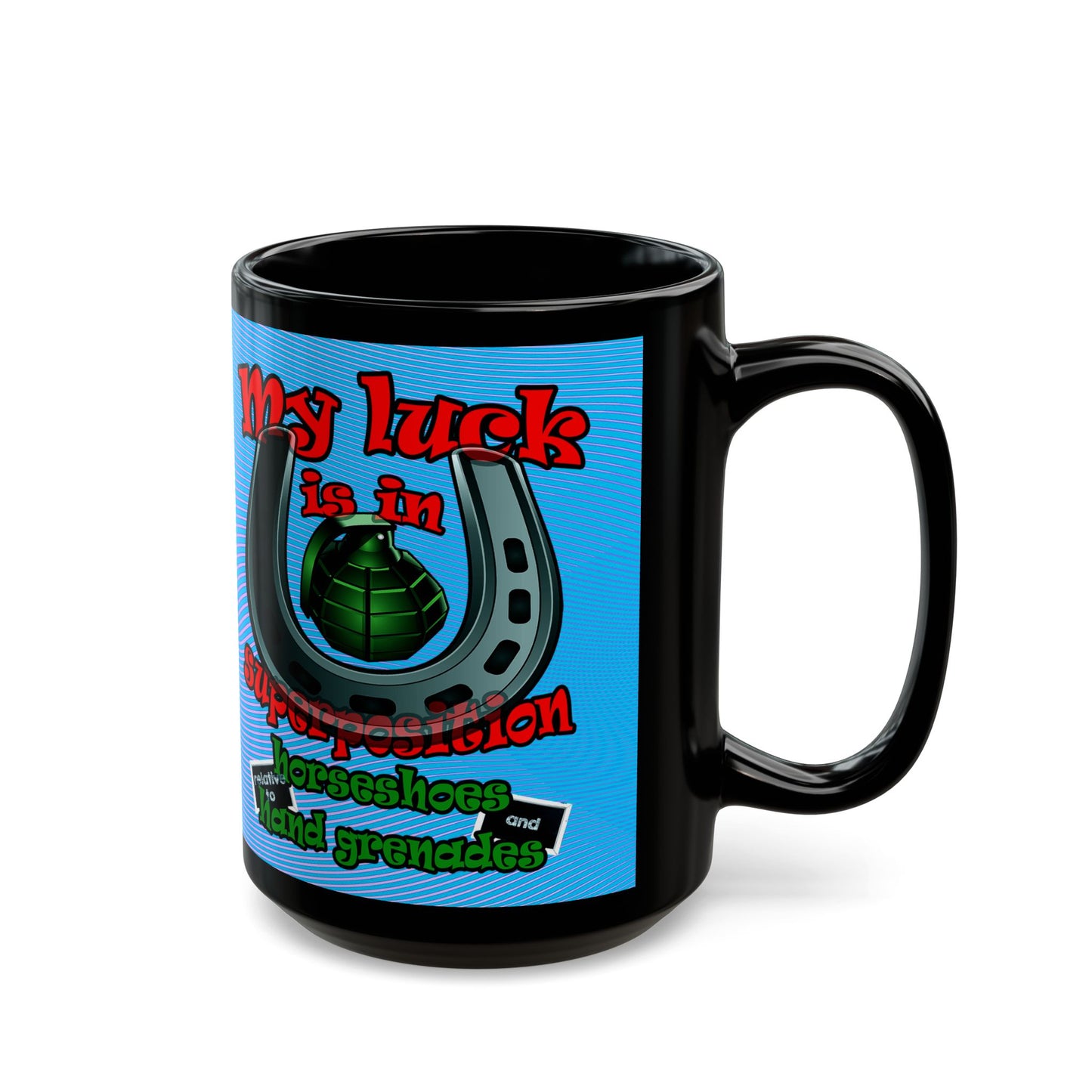 my luck - Black Mug (light blue-purple wave)