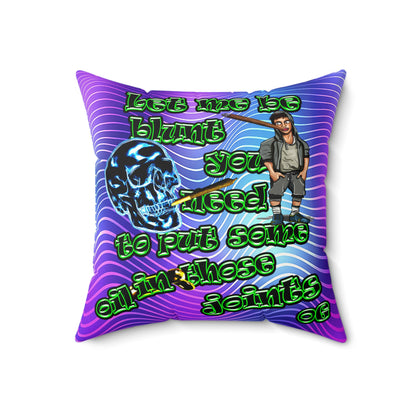 og - Faux Suede Square Pillow - (purple wave)