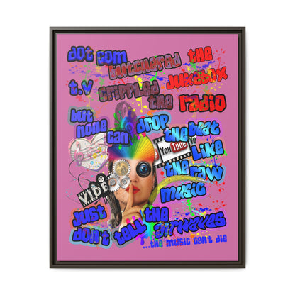 drop the beat - framed canvas art (light pink)