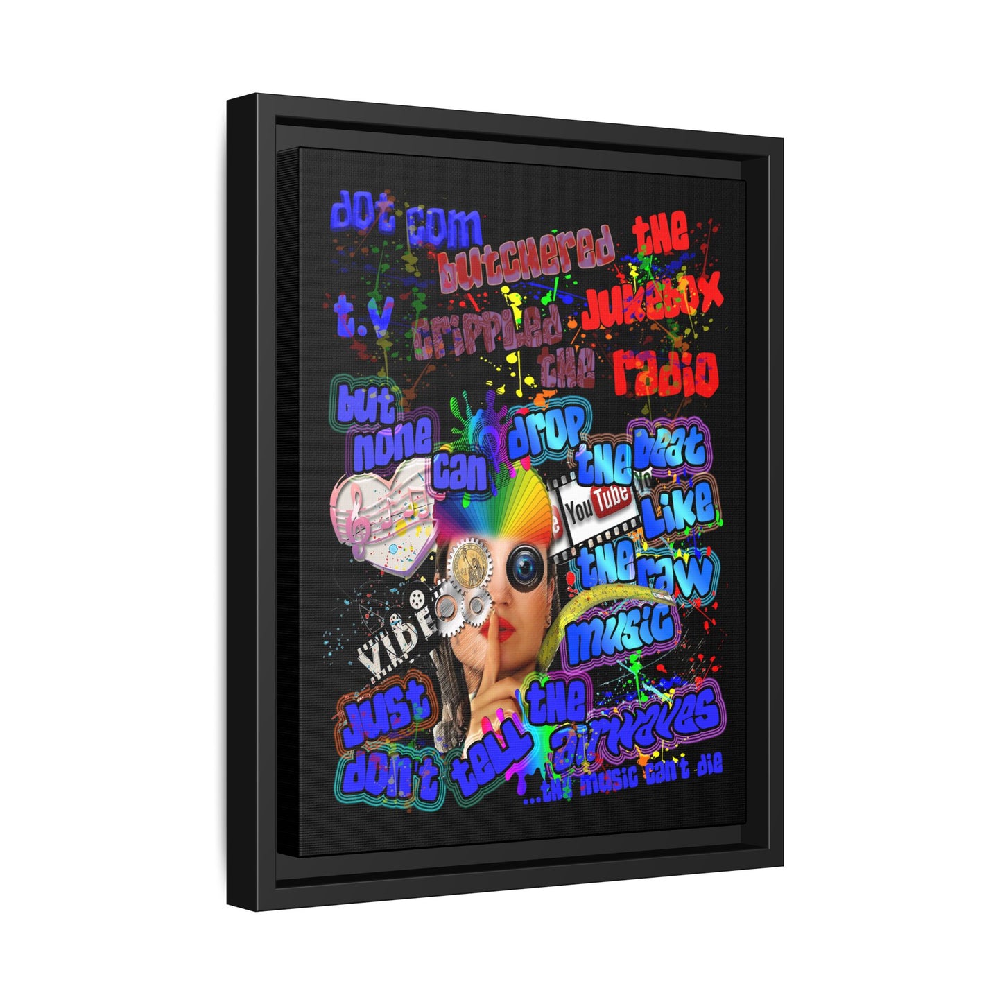drop the beat - framed canvas art (black)