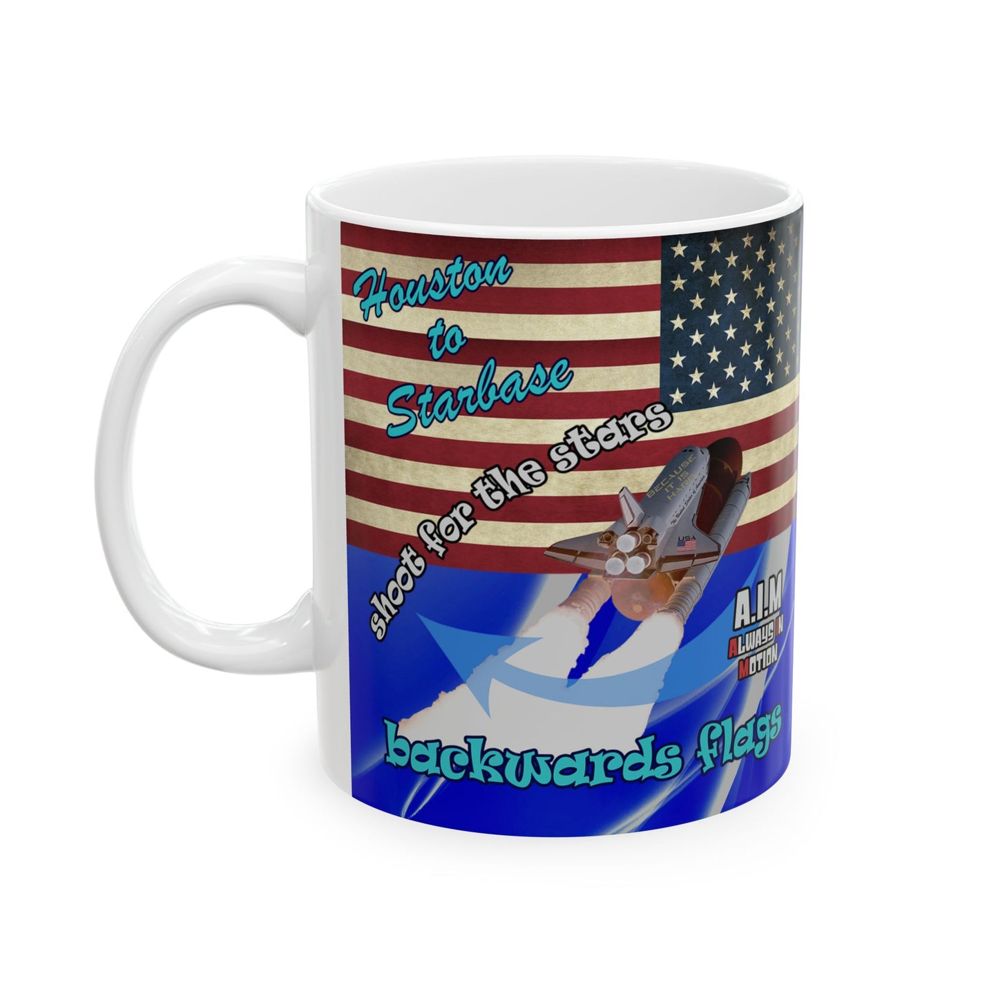 shoot for the stars - White Mug (blue-white wave)