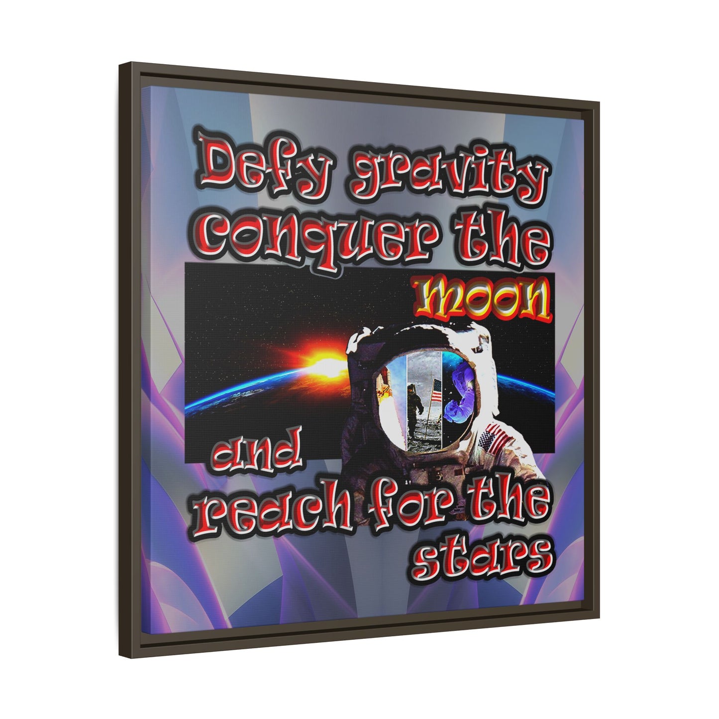 defy conquer reach - framed canvas art (grey-pink wave)
