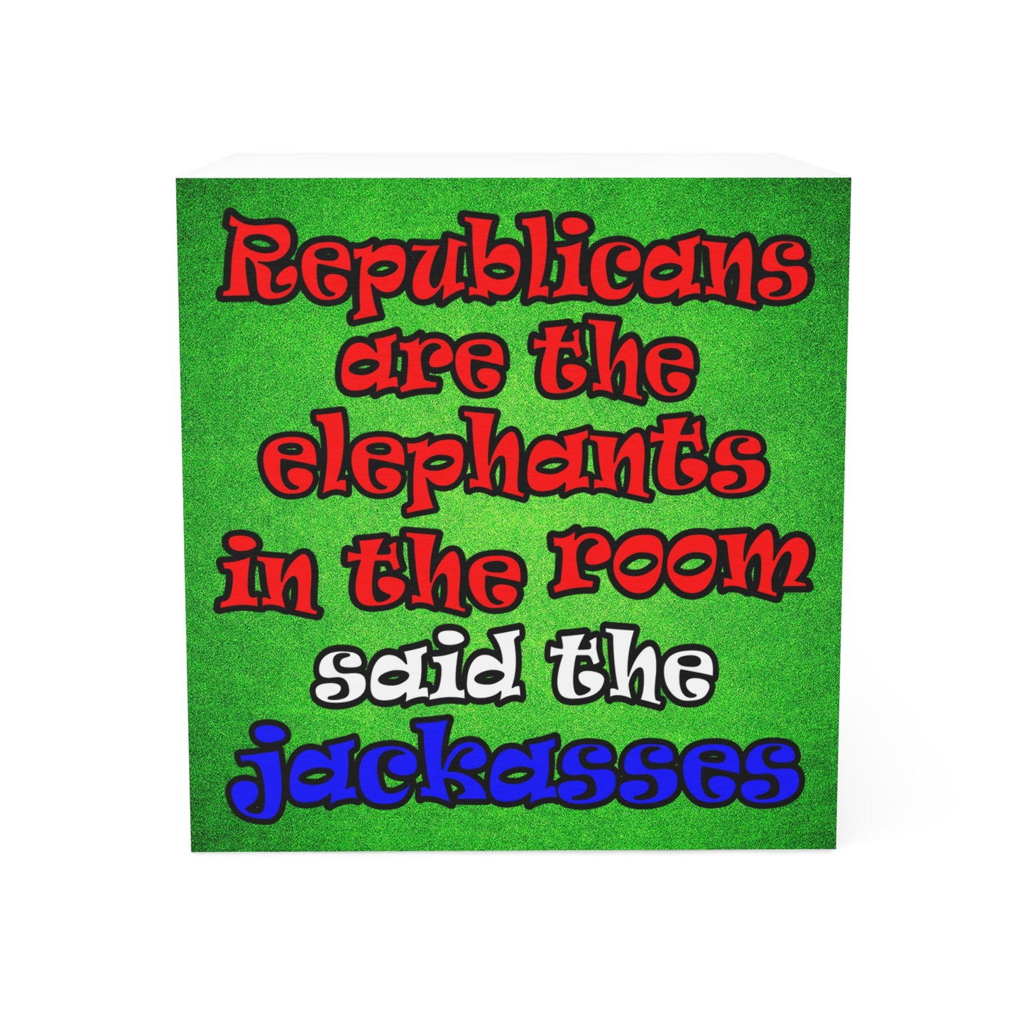 donkeys and elephants - note cube (green turf)