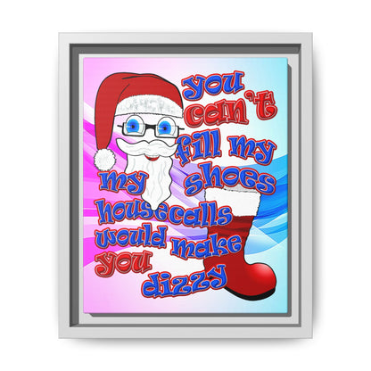 santa's shoes - framed canvas art (light blue-pink wave)