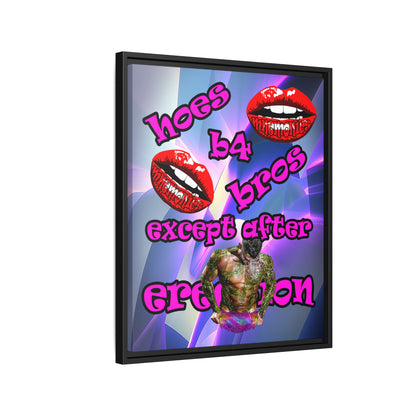 hoes b4 bros - framed canvas art (grey-pink wave)