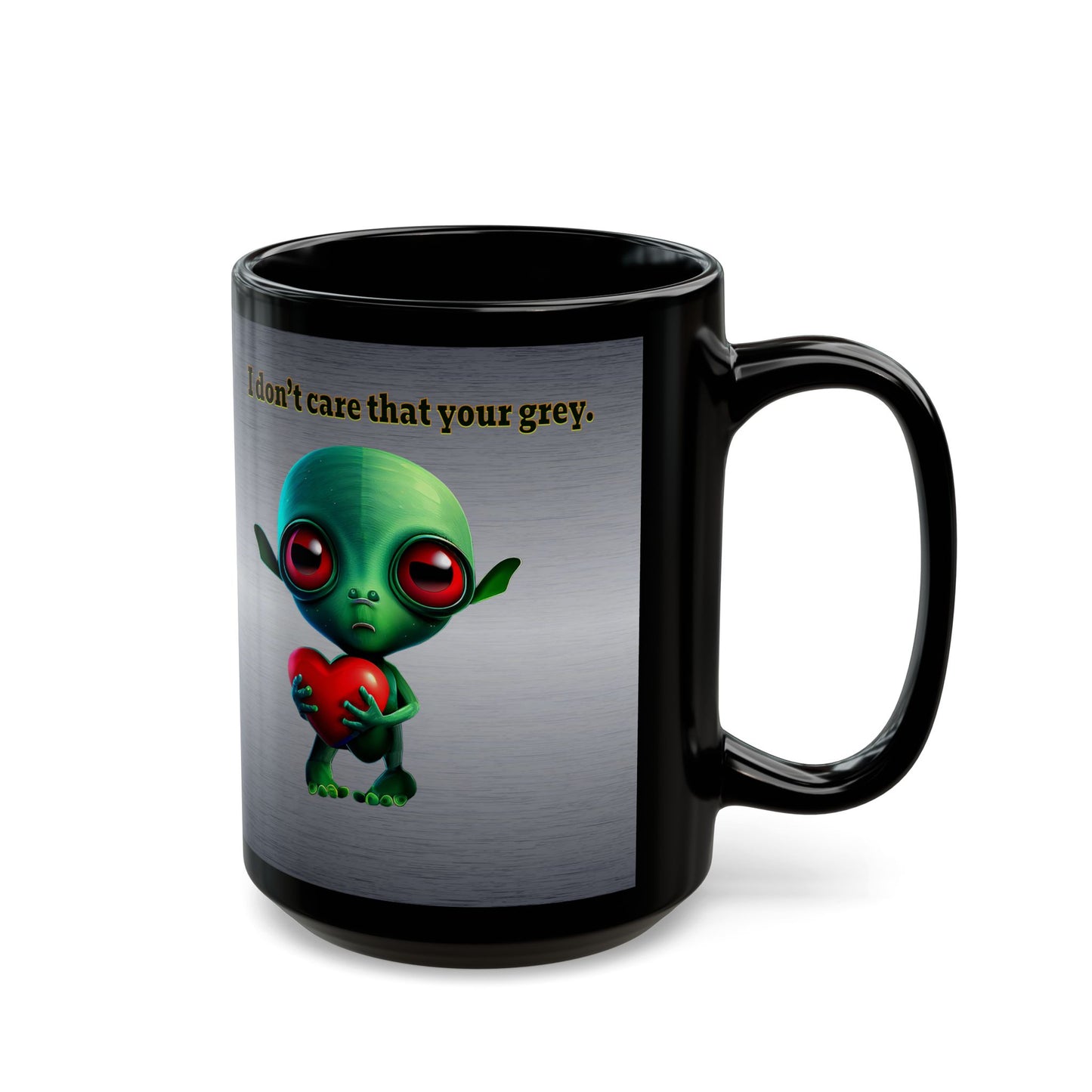 I don't care that your grey - Black Mug (brushed nickel)
