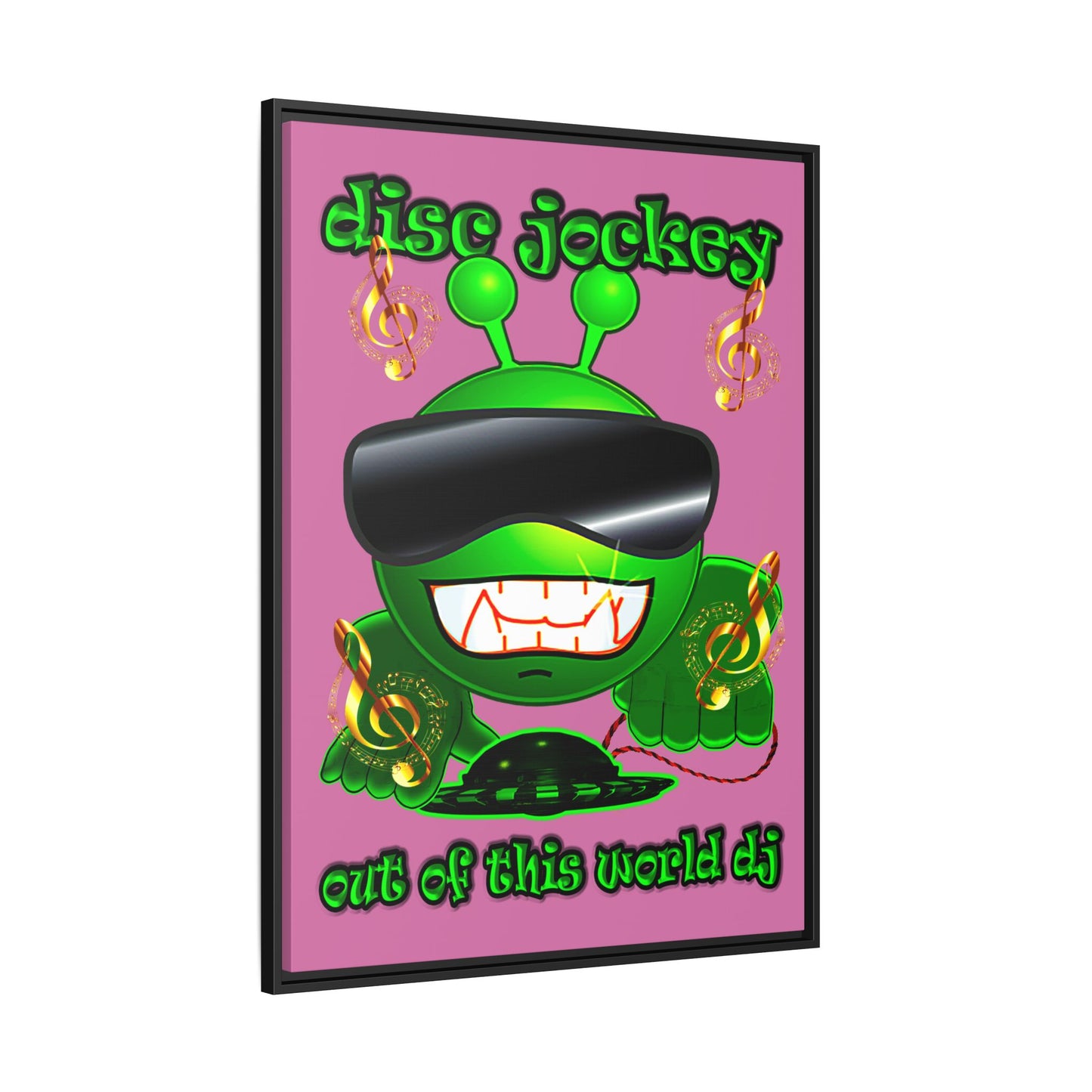disc jockey - framed canvas art (light pink)