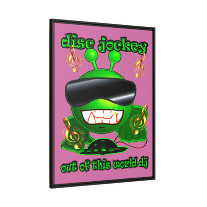 disc jockey - framed canvas art (light pink)