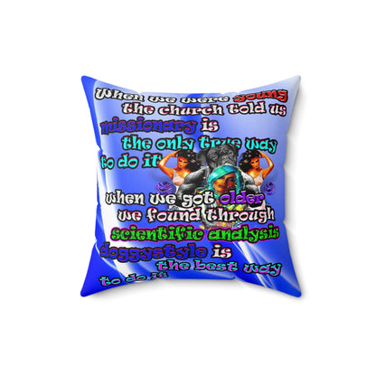 doggystyle - Spun Polyester Square Pillow - (blue-white wave)
