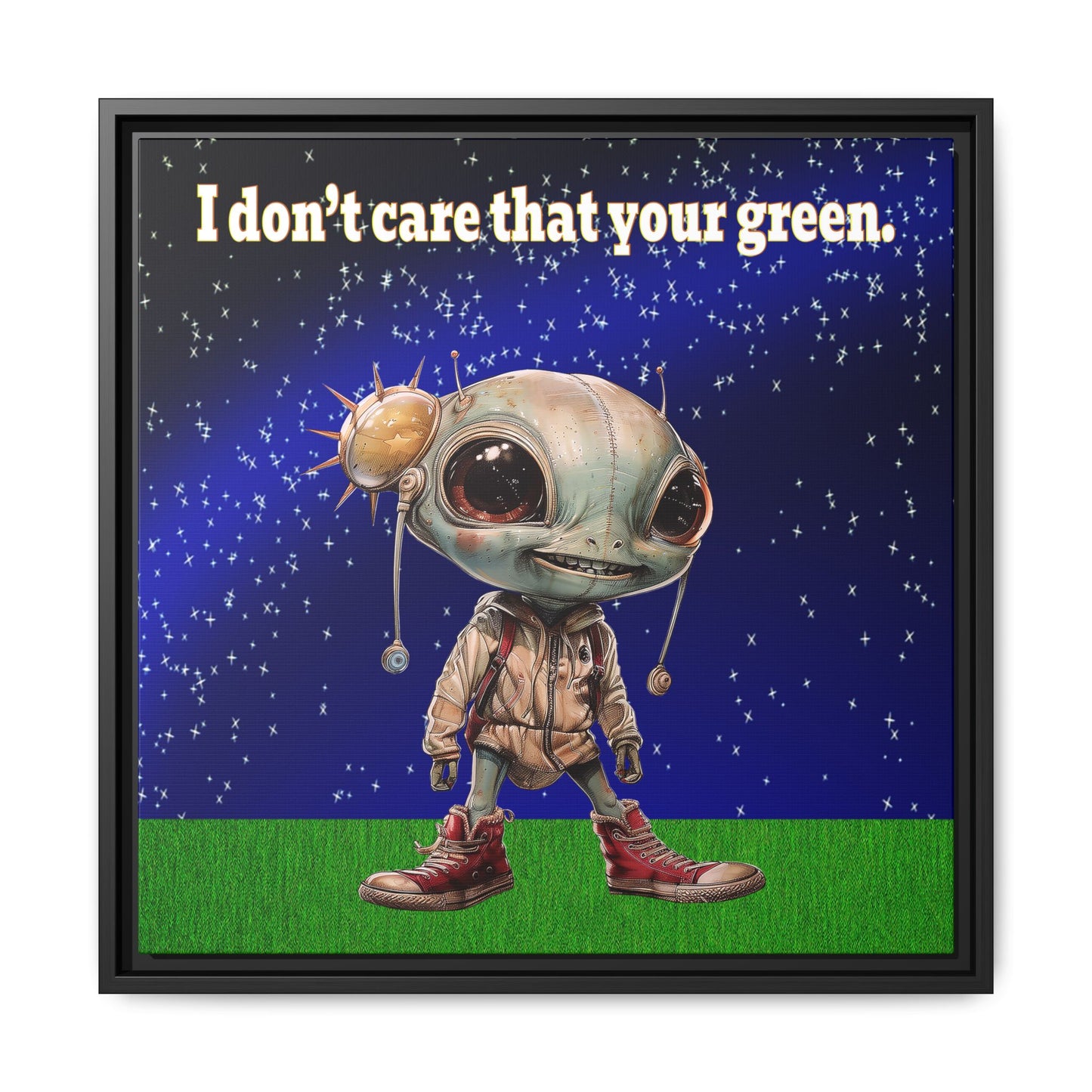 I don't care that your green - framed canvas art ('snoops' background)
