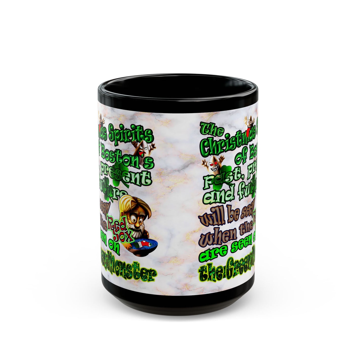 christmas spirits of boston - Black Mug (white marble)