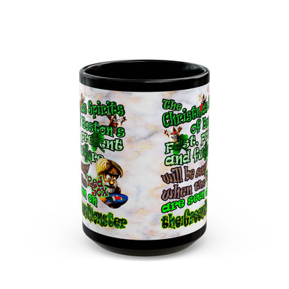 christmas spirits of boston - Black Mug (white marble)