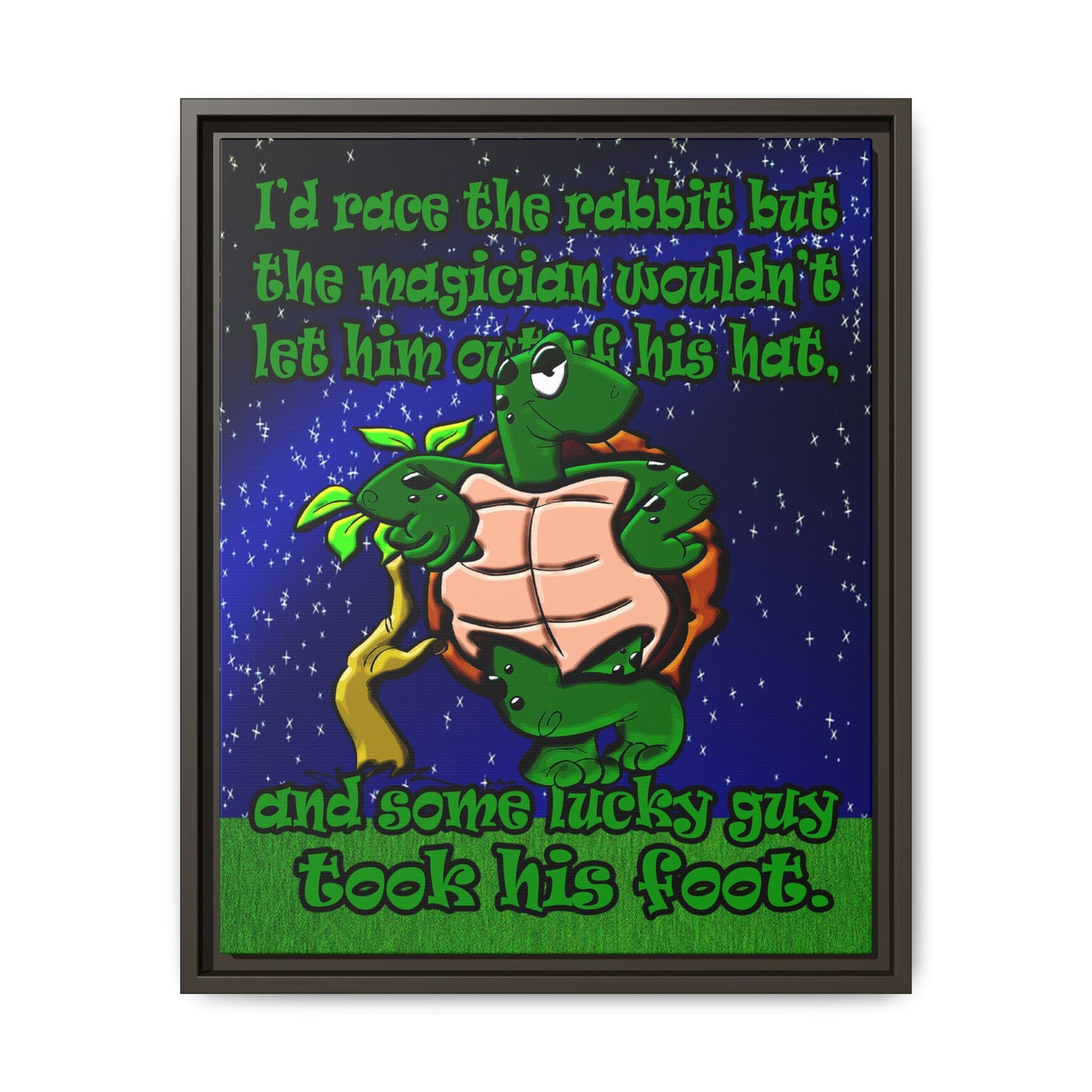 turtle race - framed canvas art ('snoops' background)