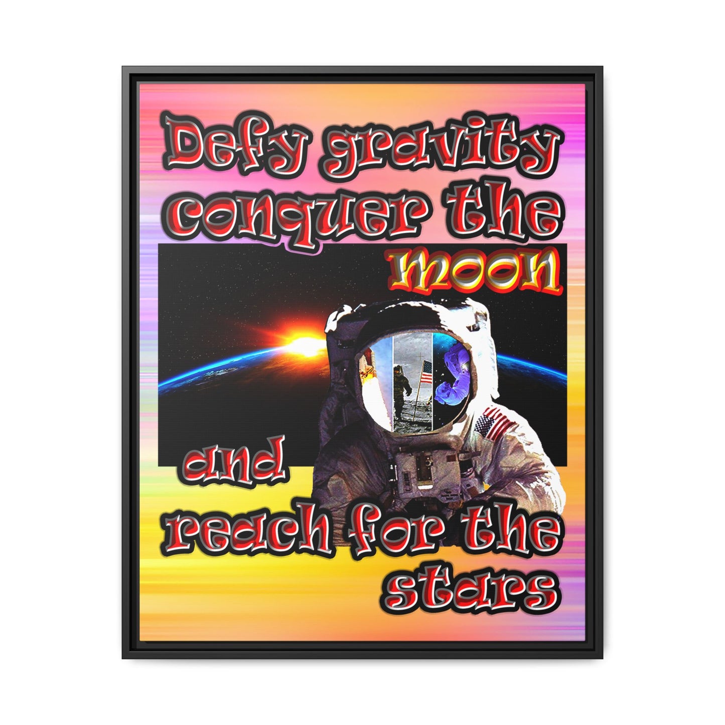 defy conquer reach - framed canvas art (color blur)