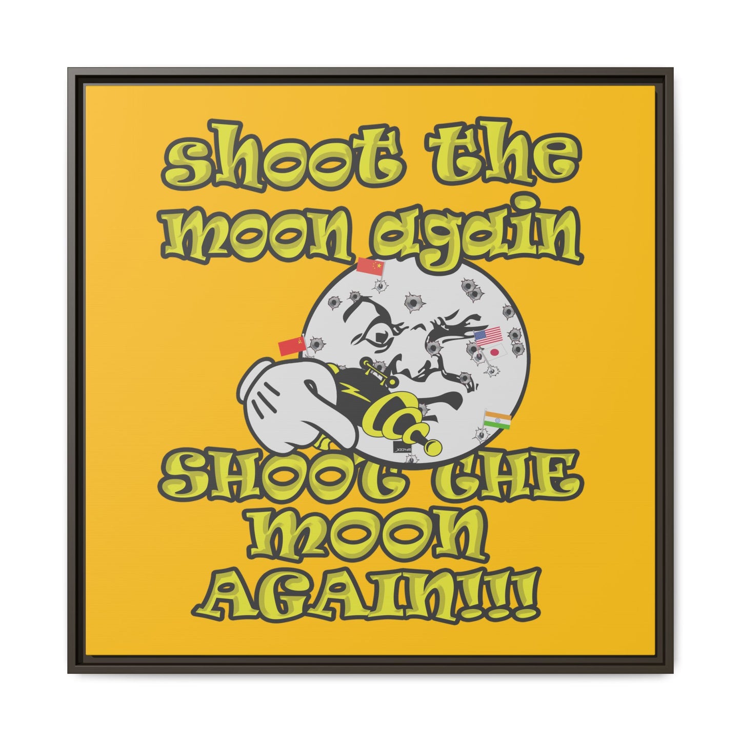 shoot the moon again - framed canvas art (yellow)