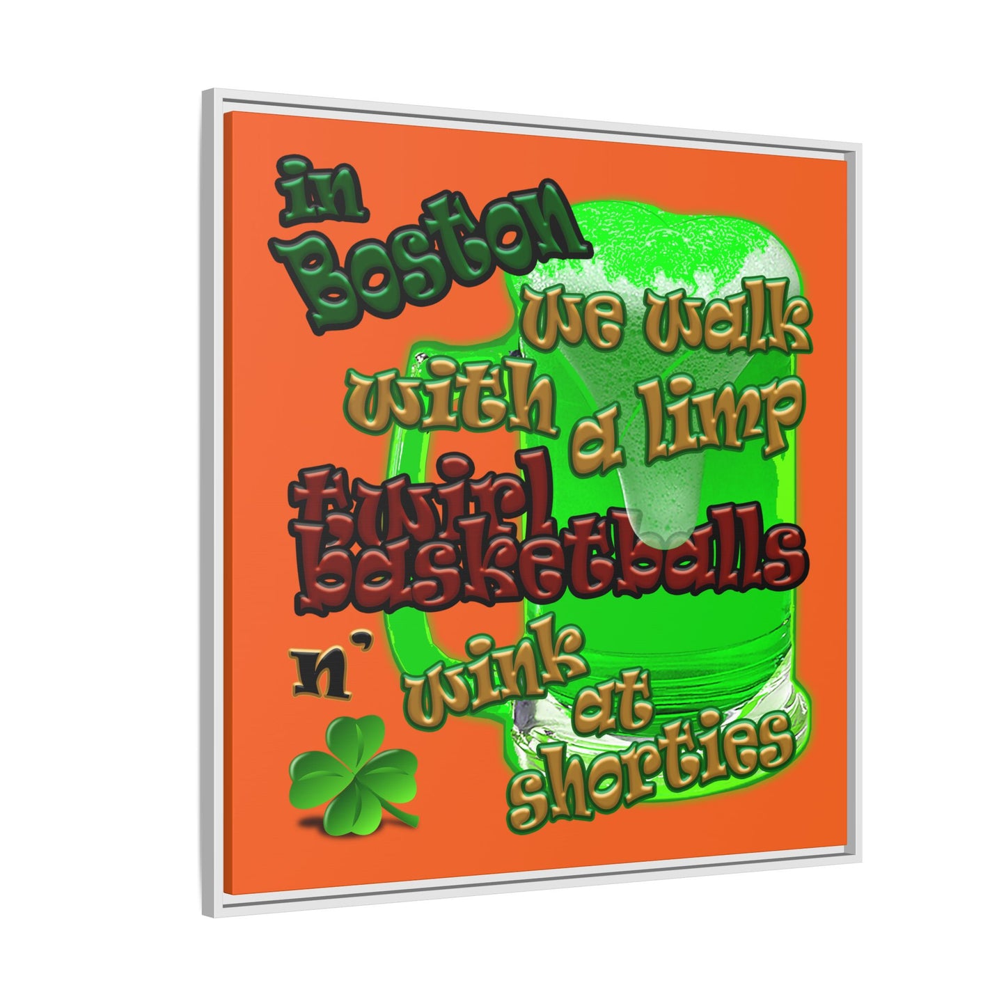celtics logo - framed canvas art (orange)