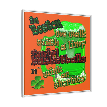celtics logo - framed canvas art (orange)