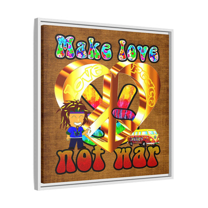 love peace - framed canvas art (brown papyrus)