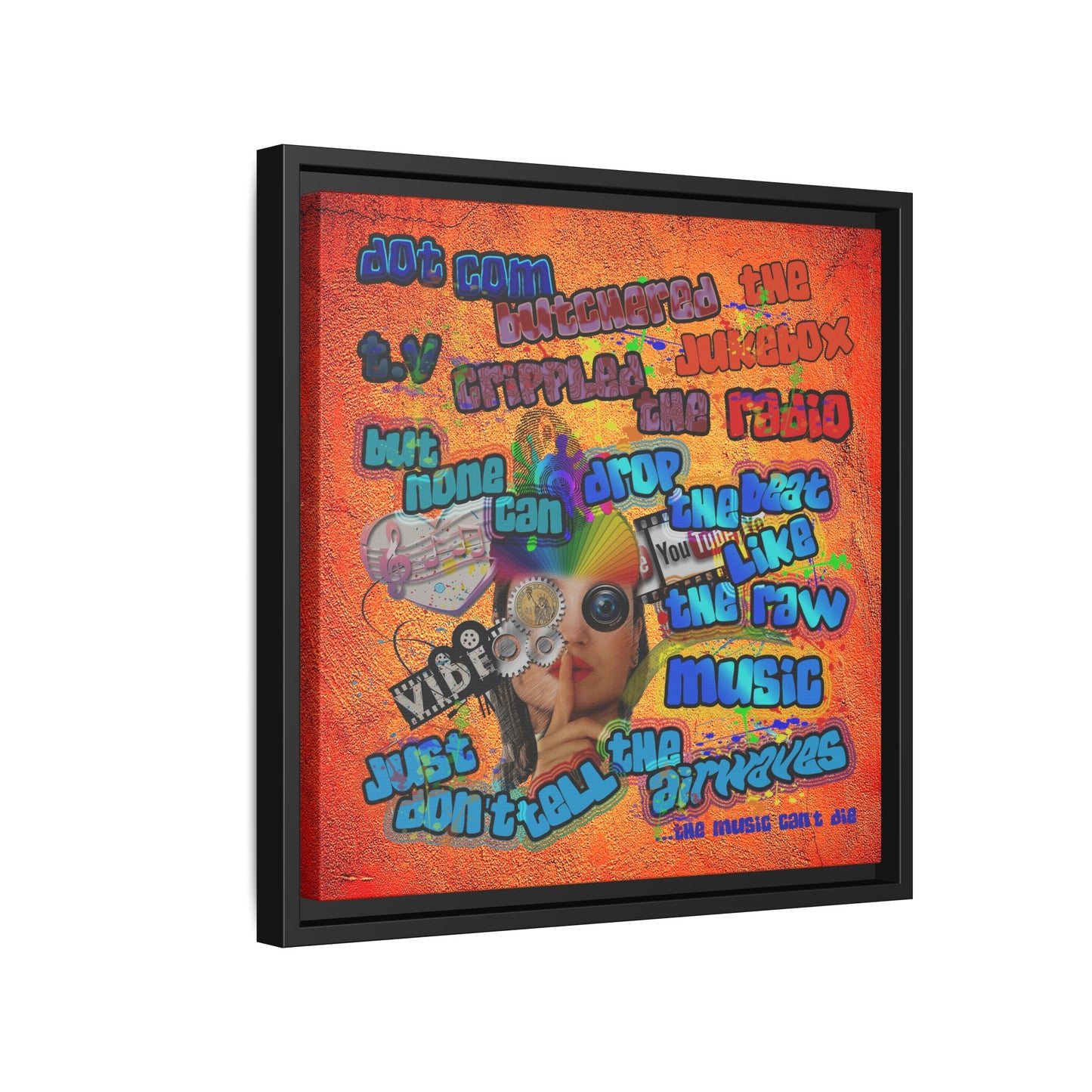 drop the beat - framed canvas art (burnt orange)