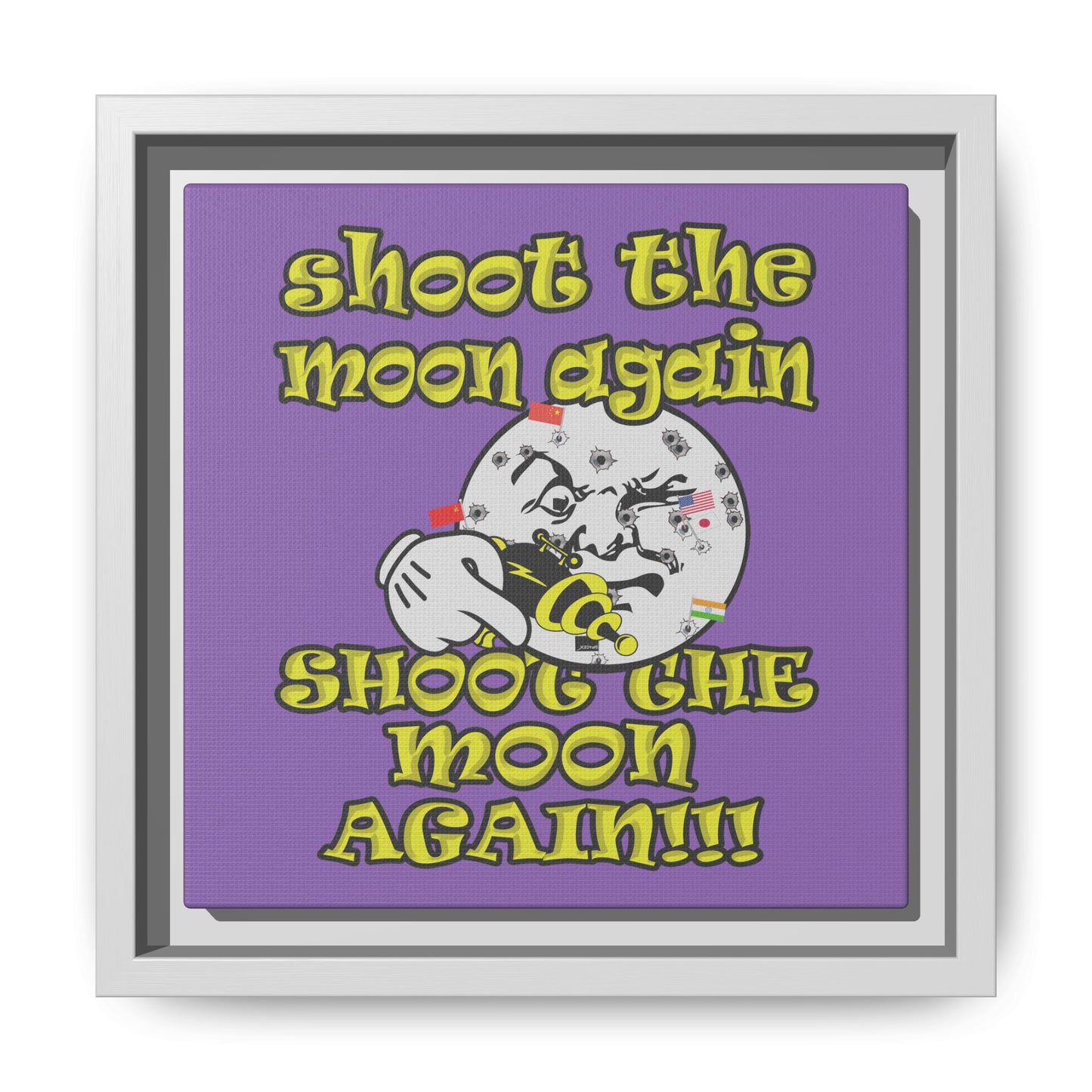 shoot the moon again - framed canvas art (light purple)