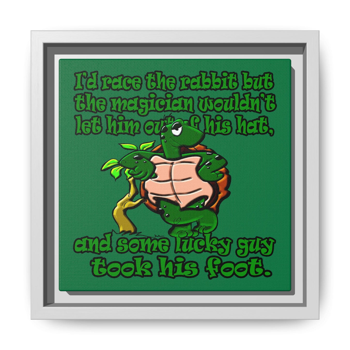 turtle race - framed canvas art (dark green)