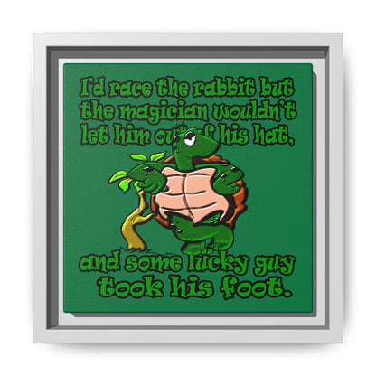 turtle race - framed canvas art (dark green)