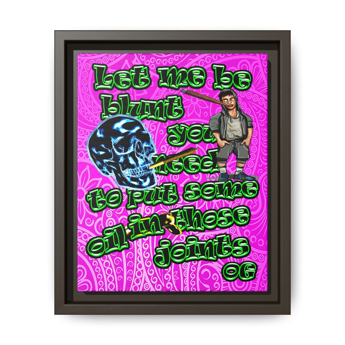 og - framed canvas art (pink swirl)